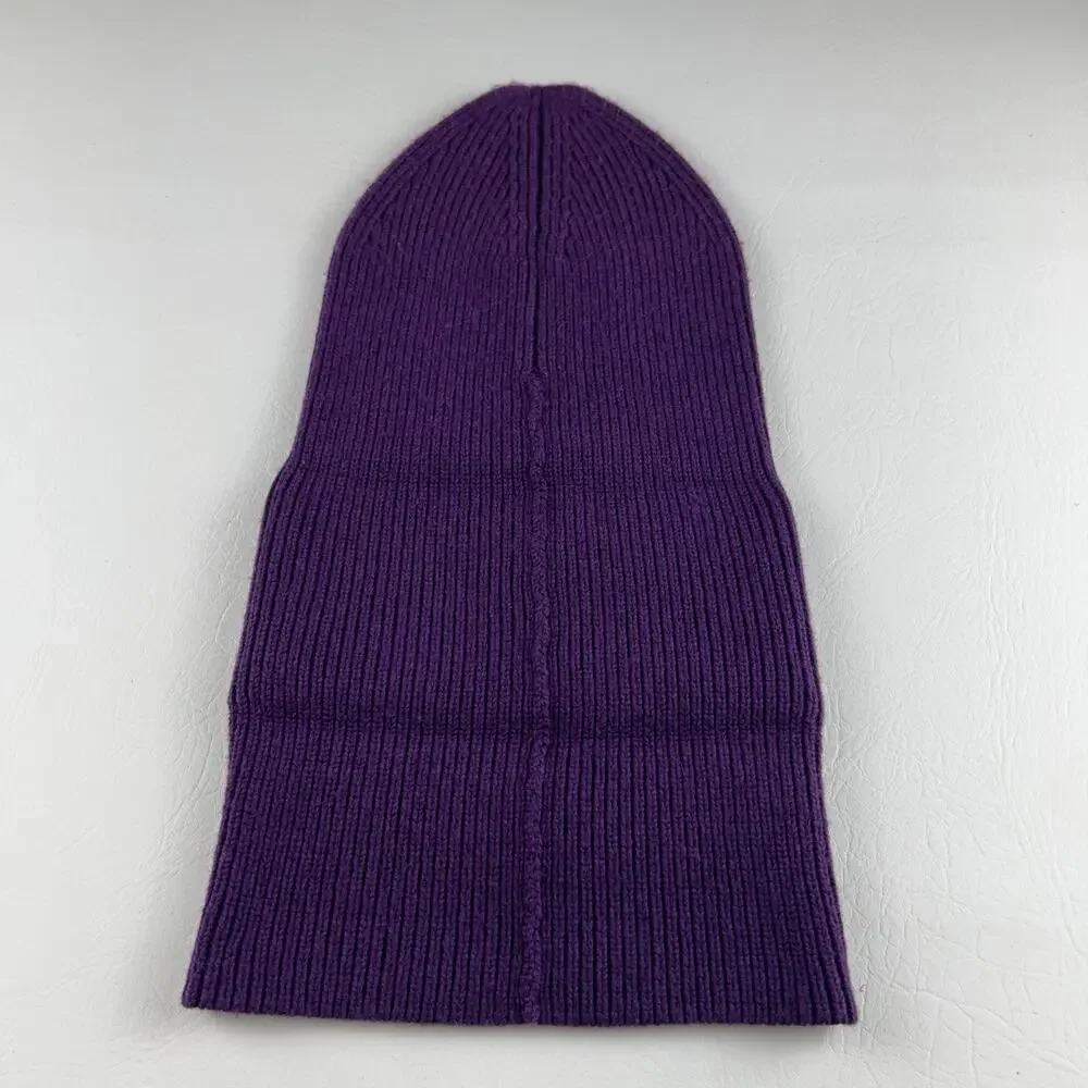 Michael Kors Purple Cuffed Beanie Women’s Wool Blend Ribbed Knit Logo Hat